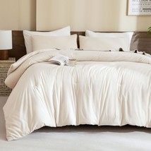 Paxrac Beige Comforter Set Queen Size, Cream, 90X90In Comforter &amp; 2 Pillowcases - £47.92 GBP