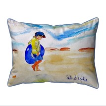 Betsy Drake Boy &amp; Innertube Large Indoor Outdoor Pillow 16x20 - £37.59 GBP