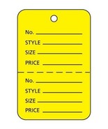 Large Yellow 2 Part Perforated Price Coupon Tags / 1000 - $41.09 CAD