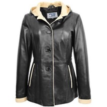 DR226 Women&#39;s Winter Warm Leather Jacket with Hood Black - £156.02 GBP