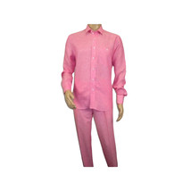 Men INSERCH premium Soft Linen Breathable 2pc Walking Leisure suit LS29116 Pink image 2