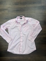 Mens Dress Shirt Plain Pink Modern Fit  Cotton Blend Amanti 34/35 - $9.64