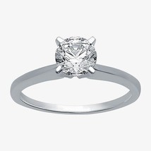 1 CT Round Simulated Diamond Solitaire Engagement Ring 14K White Gold Plated - £68.01 GBP