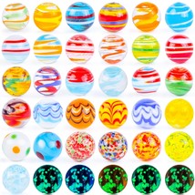36Pcs Glass Marbles For Kids, Including 31 Colorful Assorted Marbles 5 Glow In T - £18.97 GBP