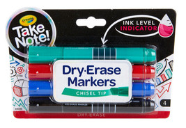 Crayola Take Note! 4 Count Dry Erase Markers - £7.82 GBP