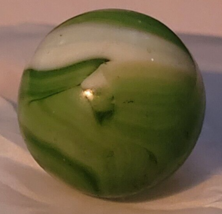 VTG Shooting Marble Pea Green White Swirling Dark Green Collectible Deco... - $9.99