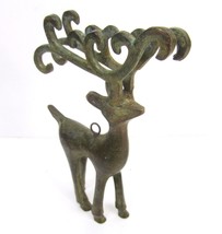 Vintage Coated Solid Brass Reindeer Christmas Ornament 3D 5.25&quot; Deer Fig... - $14.80