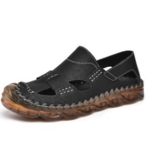 2021 New Summer Men&#39;s Leather Roman Sandals  Brand Handmade Sandals Fashion Casu - £49.74 GBP