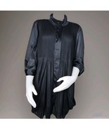 Tribal Pleated Tunic Top Womens XL Semi Sheer Black 3/4 Roll Tab Sleeve ... - €12,26 EUR