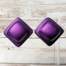 Vintage Clip On Earrings - Stunning Purple Diamond Shape Statement Earrings - £12.72 GBP