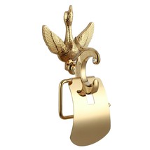 Gold Color bathroom brass LUXURY Swan Toilet Paper Holder with Crystal - £77.68 GBP