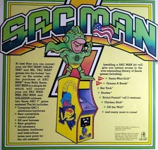 Sacman Sente SAC I Arcade Flyer Original Video Game Promo Art 1984 Pac-Man - £17.09 GBP