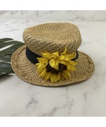 Womens Vintage 90s Straw Hat Size S Sunflower Trim Floral Summer Light S... - $35.19 CAD