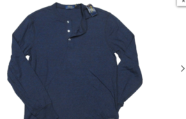 Polo Ralph Lauren Men&#39;s Navy 2XL Long Sleeve Henley T-Shirt NWT - £54.84 GBP