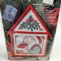 Bucilla Christmas Cottage UNDER THE MISTLETOE 4&quot;x 6&quot; Counted Cross Stitc... - £7.63 GBP