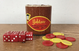 Vintage 70s Yahtzee Dice Die Chips Board Game Pieces Cup Shaker Replacement Set - £15.00 GBP