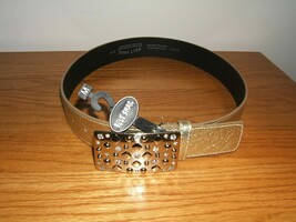 Belt Shak Medium Golden Rhinestone Belt Linked W/BRASS &amp; Leather Nwt - £7.75 GBP