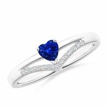 ANGARA 4mm Natural Sapphire and Diamond Chevron Ring in Silver for Women, Girls - £301.97 GBP+