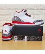 Nike Air Jordan 3 Retro GS Size 7Y Cardinal Red White 398614-126 - £176.26 GBP