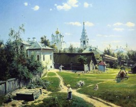 Painting Moscow courtyard by Vasily Polenov. City Art Repro Giclee Canvas - £6.85 GBP+