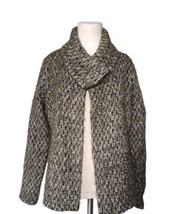 Tweeds Wool Blend Cape Cardigan Size M Mock Button Neck Green Shimmer Th... - $21.77