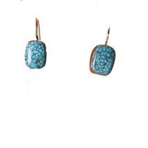 14k/High grade spiderweb turquoise Native American earrings - £369.99 GBP