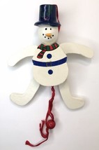 Vtg Wooden Jump Up / Pull String Frosty The Snowman Christmas Tree Ornament Wood - £9.43 GBP