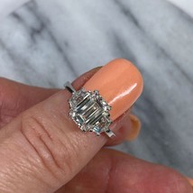 3 Pierre Labo Grown Émeraude Bague Diamant Certifié Igi 2.45 Carats F-VS1 14k Or - $1,425.17