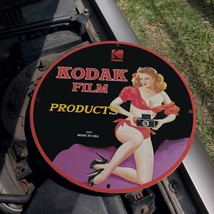 Vintage 1937 Kodak Film Developing Products Porcelain Gas & Oil Pump Sign - $125.00