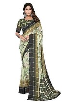 Womens Georgett Embroidered Saree With Blouse Piece Sari - £15.02 GBP