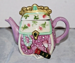 Vintage Decorative Ceramic Pocket Book (Purse) Tea Pot 3.5  Inches Tall - $12.19