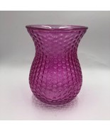 Vintage Fuschia Pink Glass Tabletop Vase with Dots Texture Indoor Flower... - £19.31 GBP