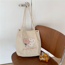 Women Cute Rabbit Embroidery Handbag Shopping Bags Canvas Magnetic Buckle Should - £18.79 GBP