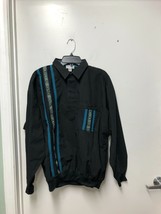 Alexxus Vintage 80s Partial Button up Collared Sweater Black Size Large - £24.13 GBP