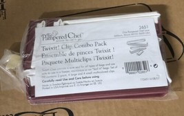 Pampered Chef Twixit Clip Set #2651 Cranberry &amp; White Pack of 10, New - £23.46 GBP