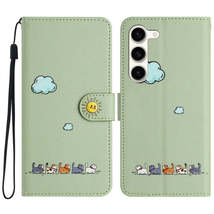 For Samsung Galaxy S23+ 5G Cartoon Cats Leather Phone Case(Green) - £3.94 GBP