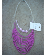 plastic beaded necklace several strands bright pink nwt - $6.99
