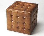 Stately Brown Leather Tufted Ottoman - $573.99