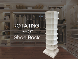 Rotating Wooden 8Layers Shoe Rack 360 degree space saving Shoe Organizer Storage - £600.43 GBP+