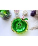 Green Apple Bowl Epoxy Resin Decorative bowl Handmade Fruit BowlSculptur... - $97.48 CAD