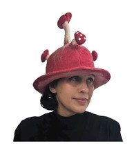 Terrapin Trading Ltd Nepalese Felt Hat | Red Mushroom | One Size | Festival Fanc - £20.10 GBP