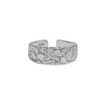 Silver 925 Hammered Texture Rings Gifts For Women Aesthetic Designer Dating Ring - £23.49 GBP
