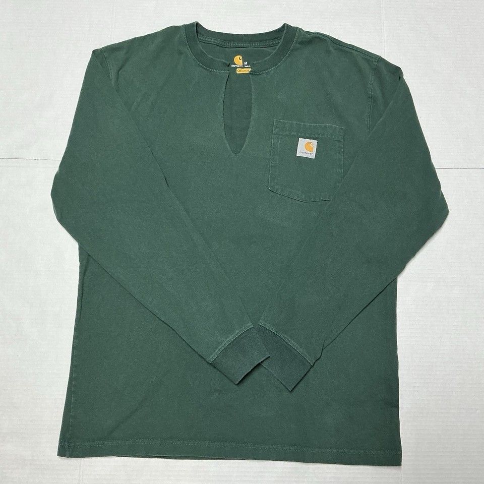 Carhartt Original Fit Long Sleeve Shirt Men’s Sz M Green Crew Neck To DI... - $9.41