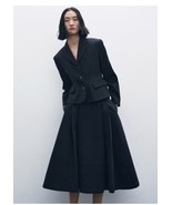 NWT Zara Navy Blue Tailored Wool Blend Blazer and Voluminous Skirt Size M - $239.28 CAD