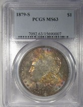1879-S Silver Morgan Dollar PCGS MS63 Warm Toning SAM74 - £304.24 GBP