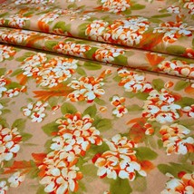 Orchid Floral Fabric by Joann Orange Peach Green and White 44” wide 100% Cotton - £3.97 GBP+