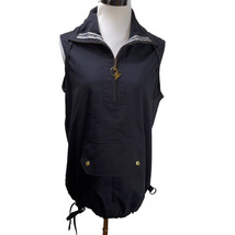 Vintage Baby Phat Cat Logo Oversized Half Zip Black Sleeveless Jacket Ve... - $33.50