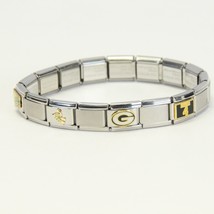 Green Bay Packers Modular Stainless Steel Slide Stretch Bracelet 17 Charms - $15.67