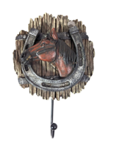 Rivers Edge Horse and Horseshoe Wall Hook Stonewood Barnwood Style 6 x 4... - $17.73