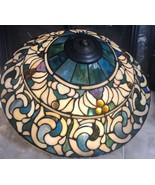 Original Dale Tiffany 20” Stained Glass Inverted Ceiling Pendant Light S... - $346.50